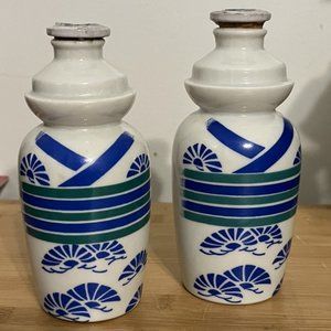 2 Kikkoman Japanese Sake Ceramic Bottle 1960's